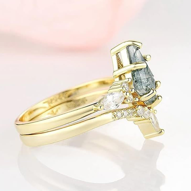 Stylish 2-Piece Moss Agate Ring Set – Serenia-Rose Gold-49mm-State of Style