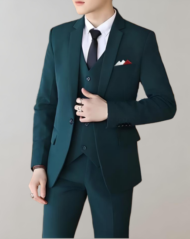 Stylish 3-Piece Men's Suit - Tobias-Dark Green-XS-State of Style