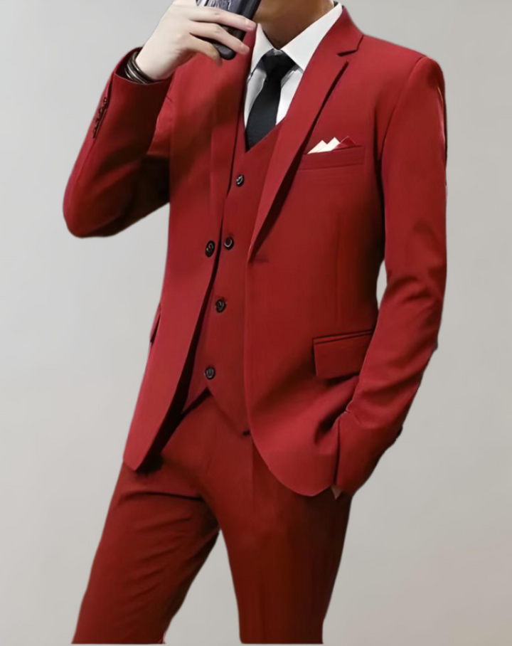 Stylish 3-Piece Men's Suit - Tobias-Red-XS-State of Style