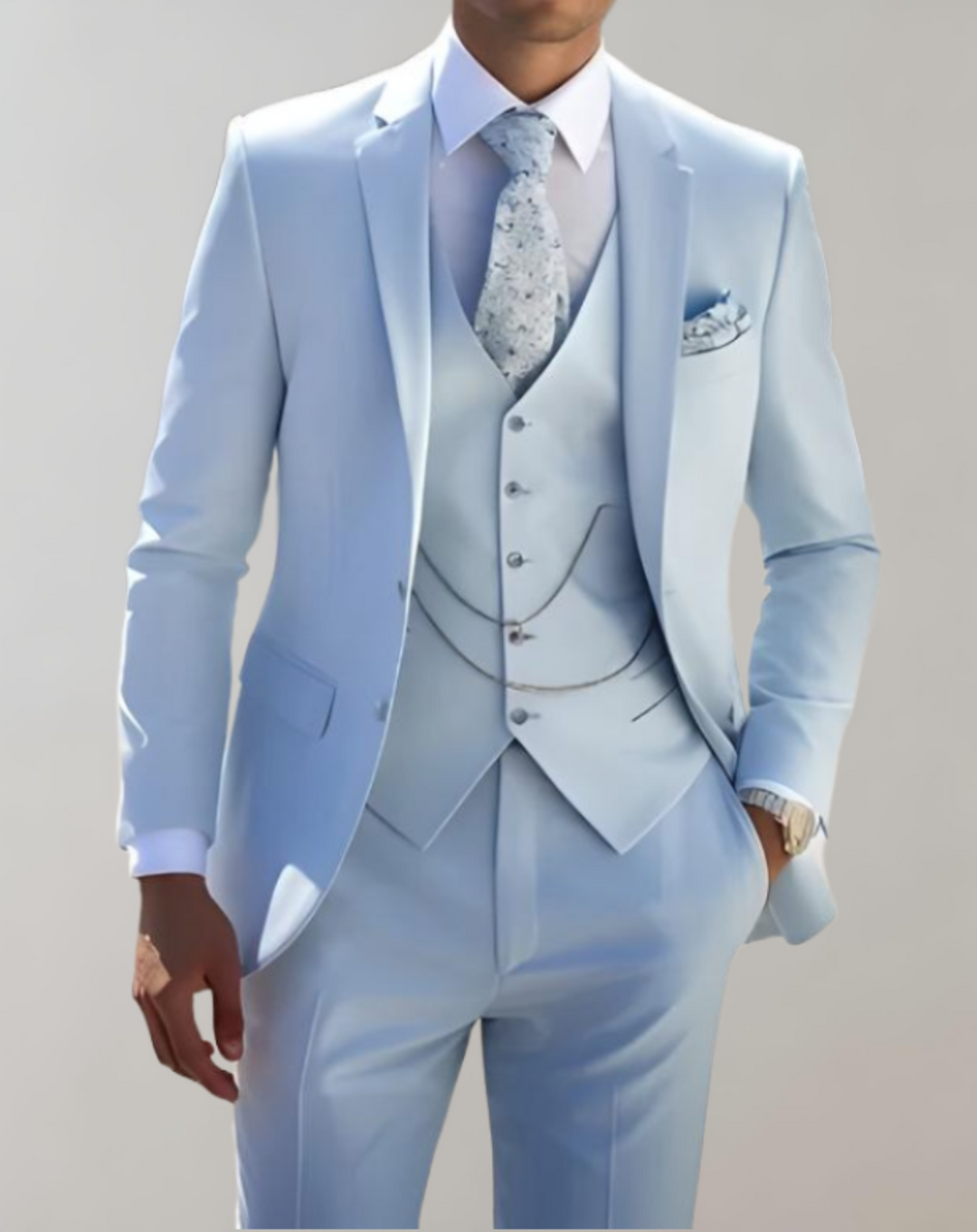 Stylish 3-Piece Suit for Men - Oscar-XS-Light Blue-State of Style
