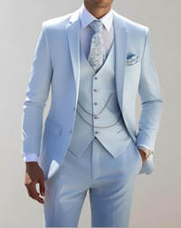 Stylish 3-Piece Suit for Men - Oscar-XS-Light Blue-State of Style