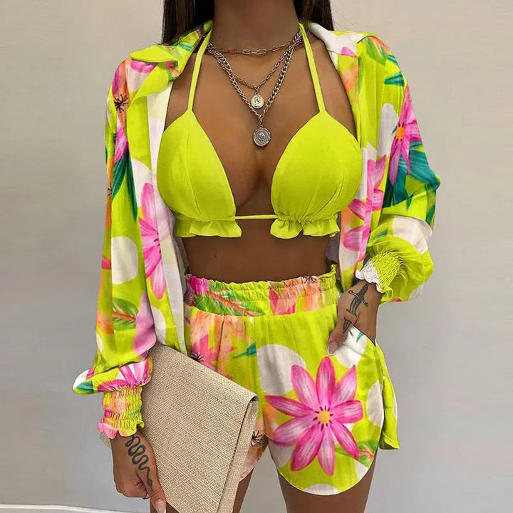 Stylish 3-piece summer outfit for the beach and pool - TropenGlow-Fluorescent green-S-State of Style