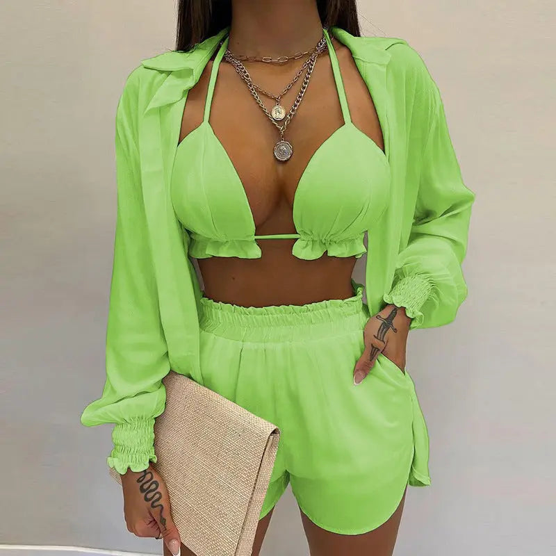 Stylish 3-piece summer outfit for the beach and pool - TropenGlow-Green-S-State of Style