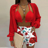 Stylish 3-piece summer outfit for the beach and pool - TropenGlow-Red patterned-S-State of Style