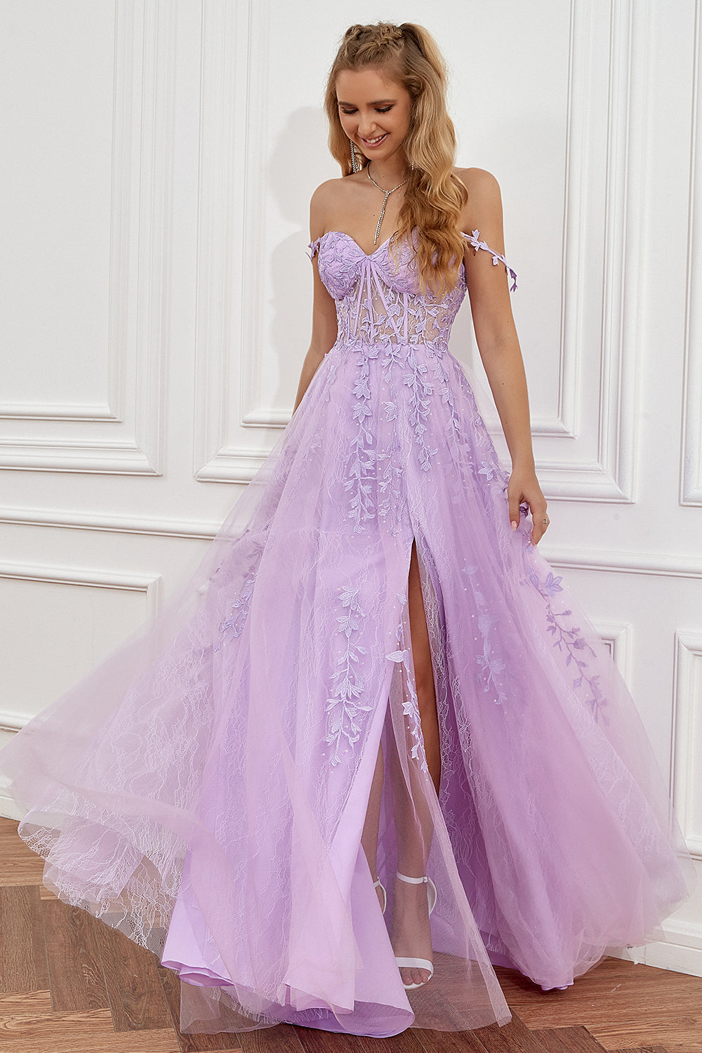 Stylish A-Line Ball Gown - Sophie-Lilac-4-State of Style
