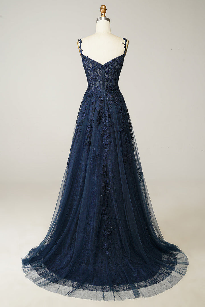 Stylish A-Line Ball Gown - Sophie-Navy Blue-4-State of Style