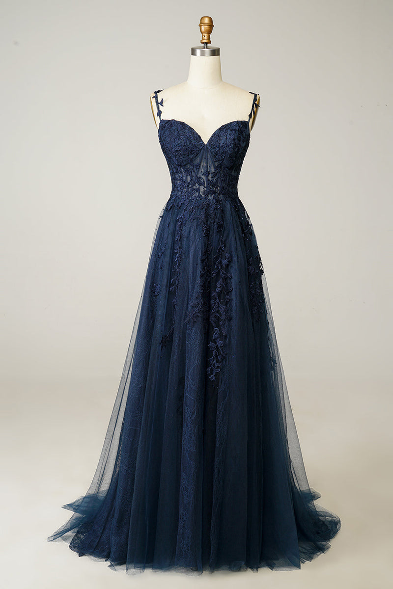 Stylish A-Line Ball Gown - Sophie-Navy Blue-4-State of Style