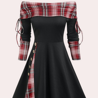 Stylish A-line Dress with Accent Print - Elara-Red-XS-State of Style