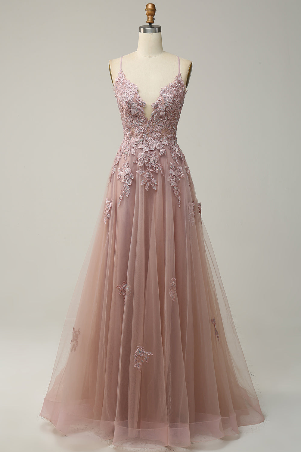 Stylish A-Line Evening Gown - Emilia-Blush Pink-4-State of Style
