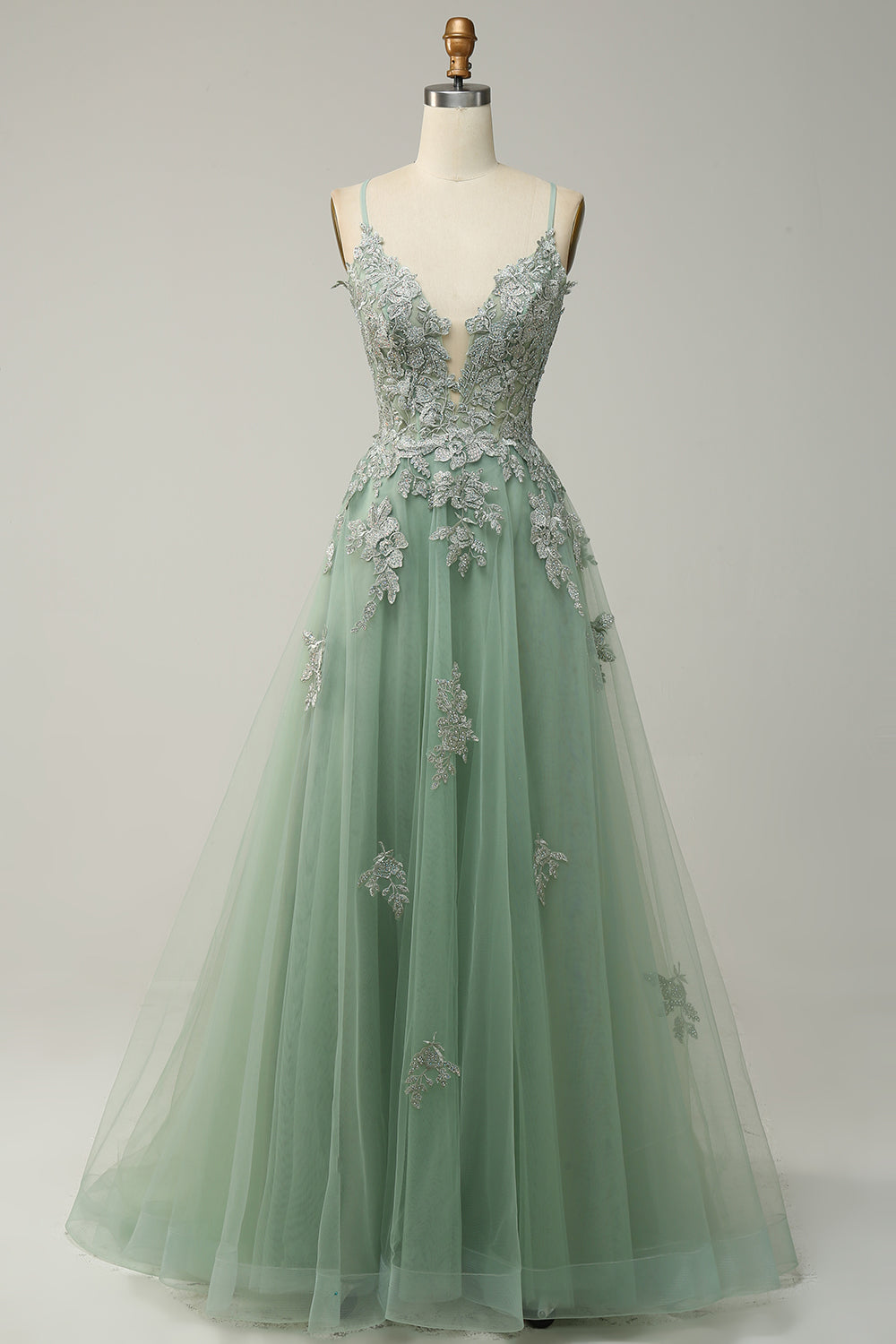 Stylish A-Line Evening Gown - Emilia-Green-4-State of Style