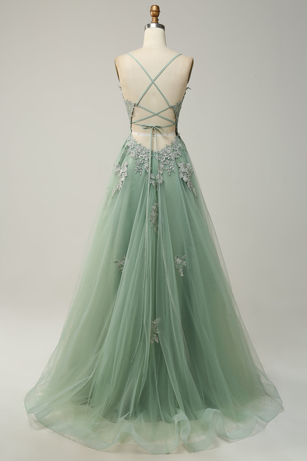 Stylish A-Line Evening Gown - Emilia-Grey Blue-4-State of Style
