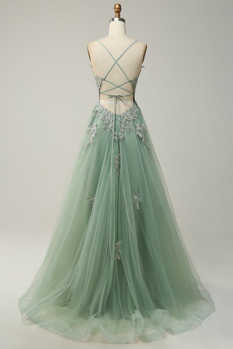 Stylish A-Line Evening Gown - Emilia-Grey Blue-4-State of Style