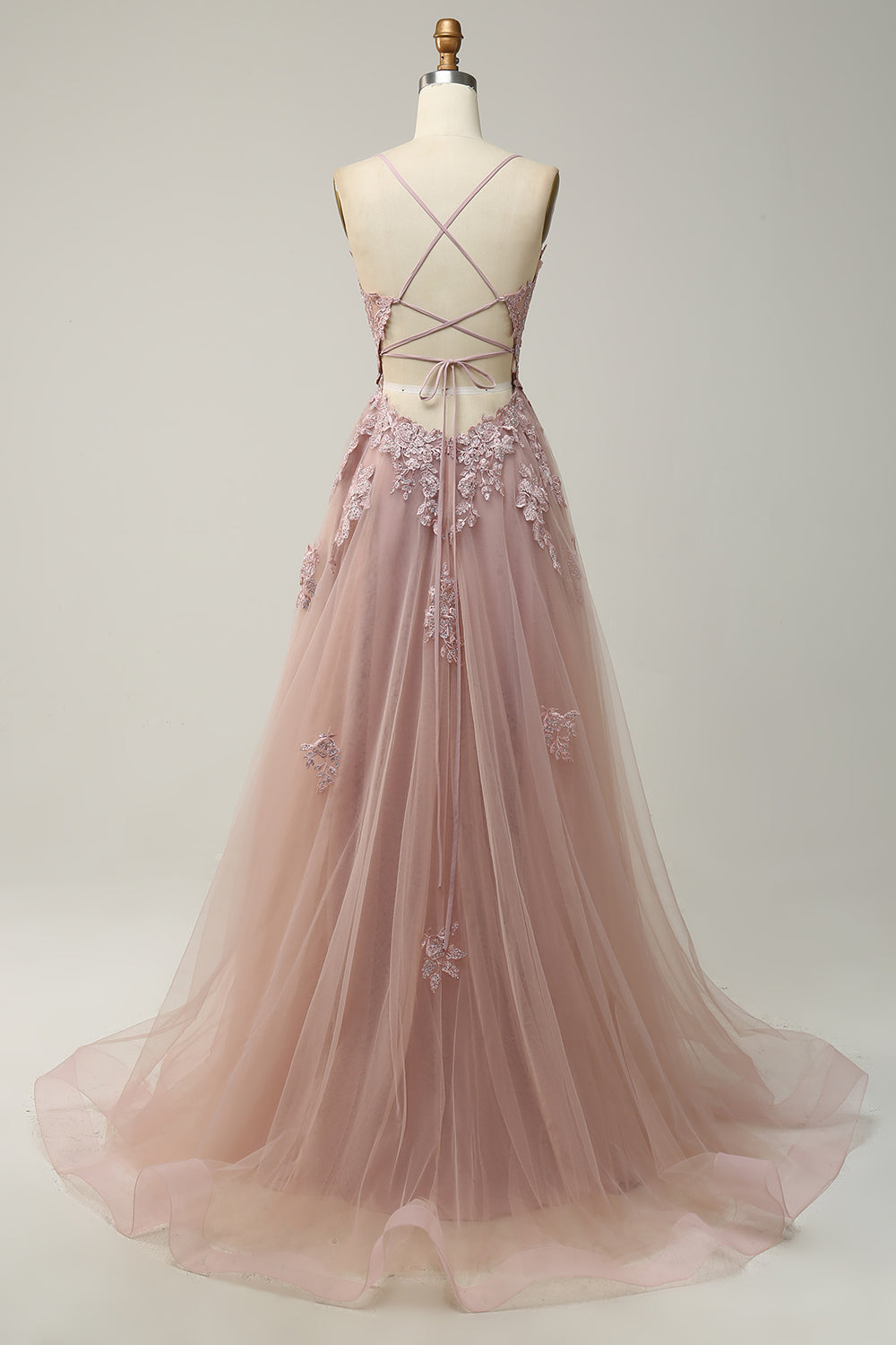 Stylish A-Line Evening Gown - Emilia-Grey Blue-4-State of Style