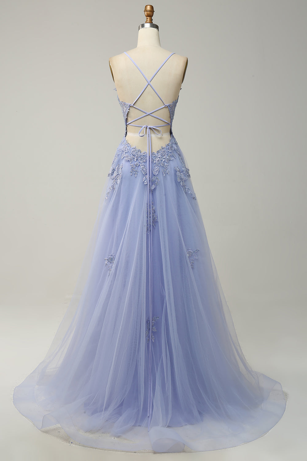 Stylish A-Line Evening Gown - Emilia-Grey Blue-4-State of Style