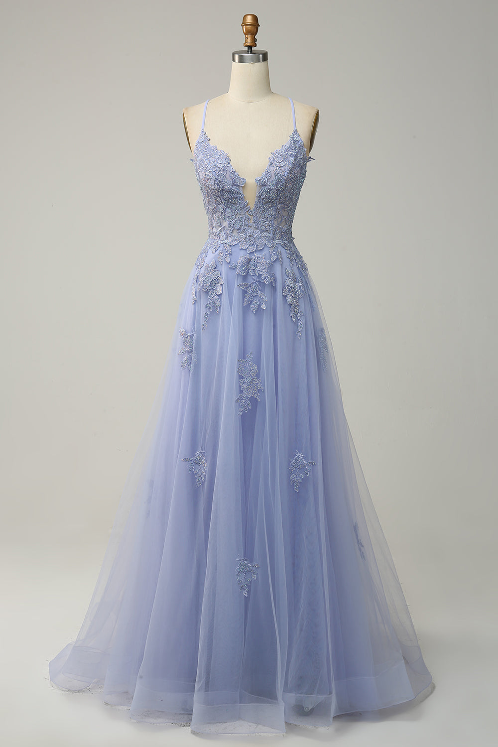 Stylish A-Line Evening Gown - Emilia-Light Purple-4-State of Style