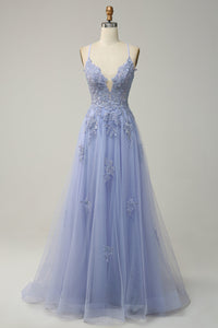 Stylish A-Line Evening Gown - Emilia-Light Purple-4-State of Style