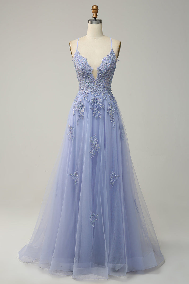 Stylish A-Line Evening Gown - Emilia-Light Purple-4-State of Style