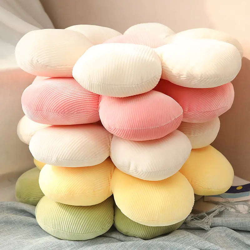 Stylish and Comfortable Flower-Shaped Cushion - Floral Bliss-Yellow-Pink-55X55cm-State of Style