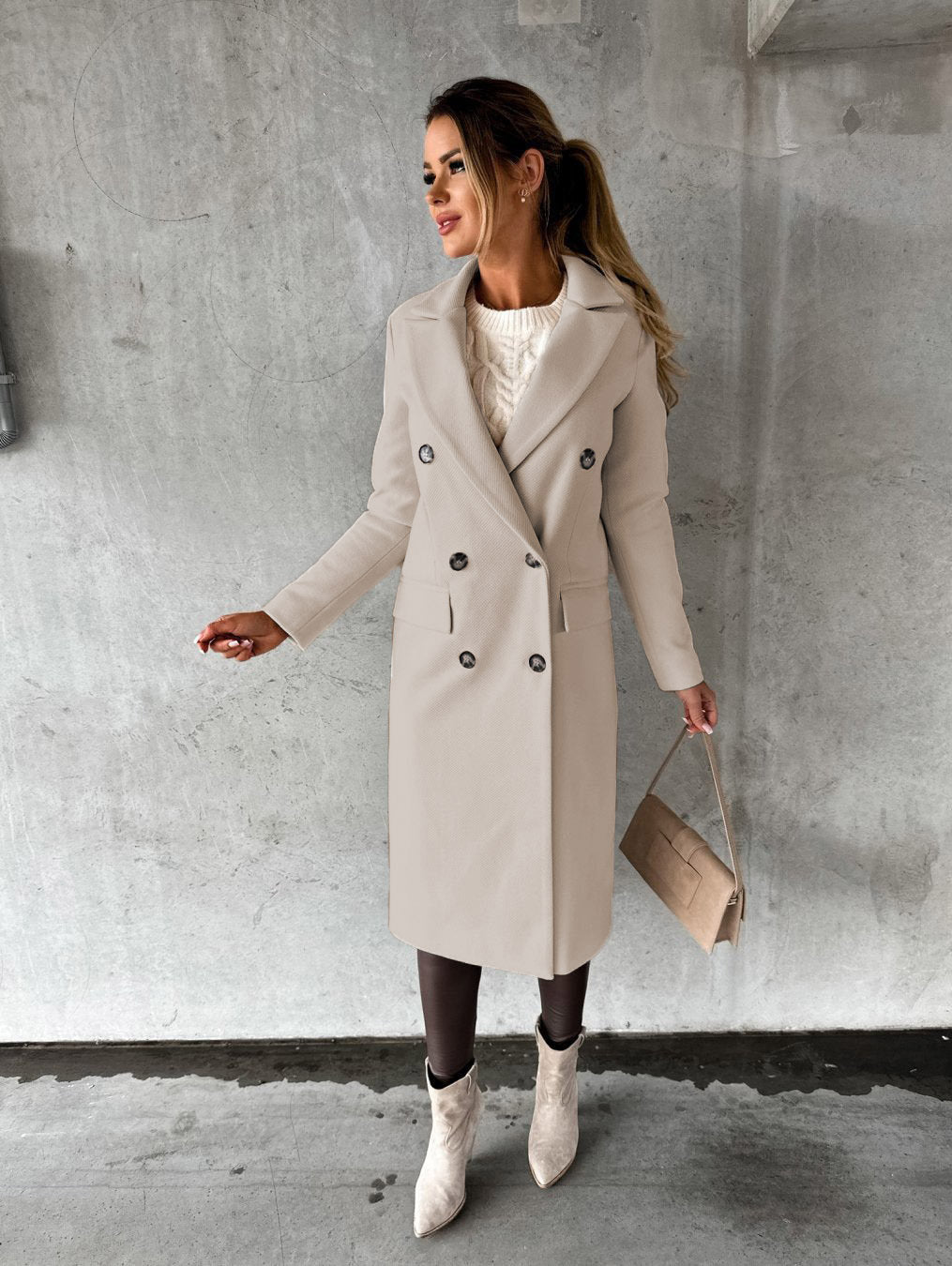 Stylish and Comfortable Ladies' Coat - Vivienne-Beige-S-State of Style