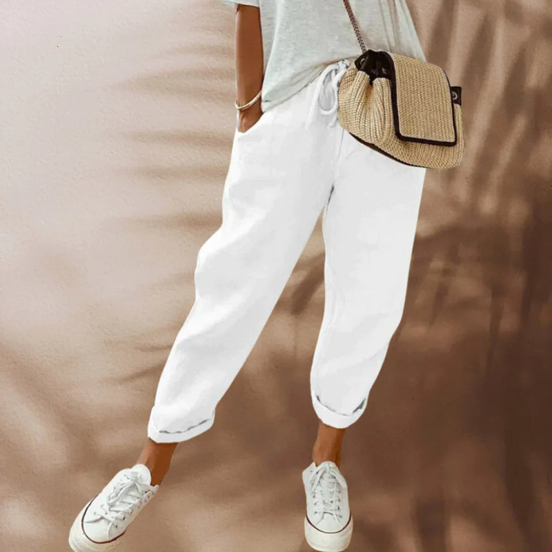 Stylish and Comfortable Linen Pants for Women - Sophia-White-XS-State of Style