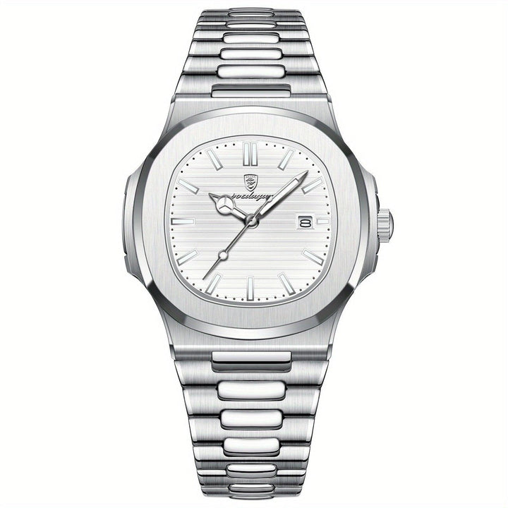 Stylish and Durable Men's Watch - ValorLuxe-Silver/White-State of Style