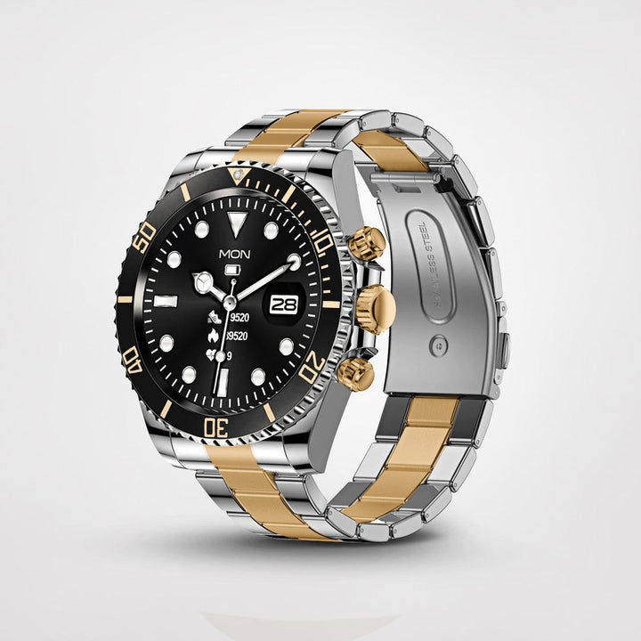 Stylish and Sophisticated Smartwatch - PowerFit-Black/Gold-State of Style