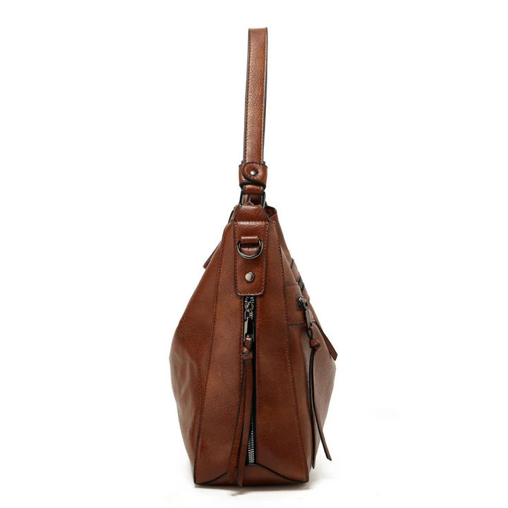 Stylish and Spacious Leather Shoulder Bag - Elodie-Brown-State of Style