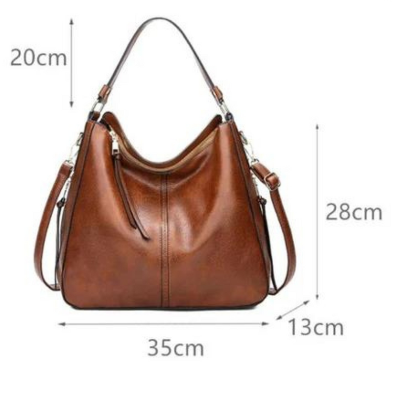 Stylish and Spacious Leather Shoulder Bag - Elodie-Brown-State of Style