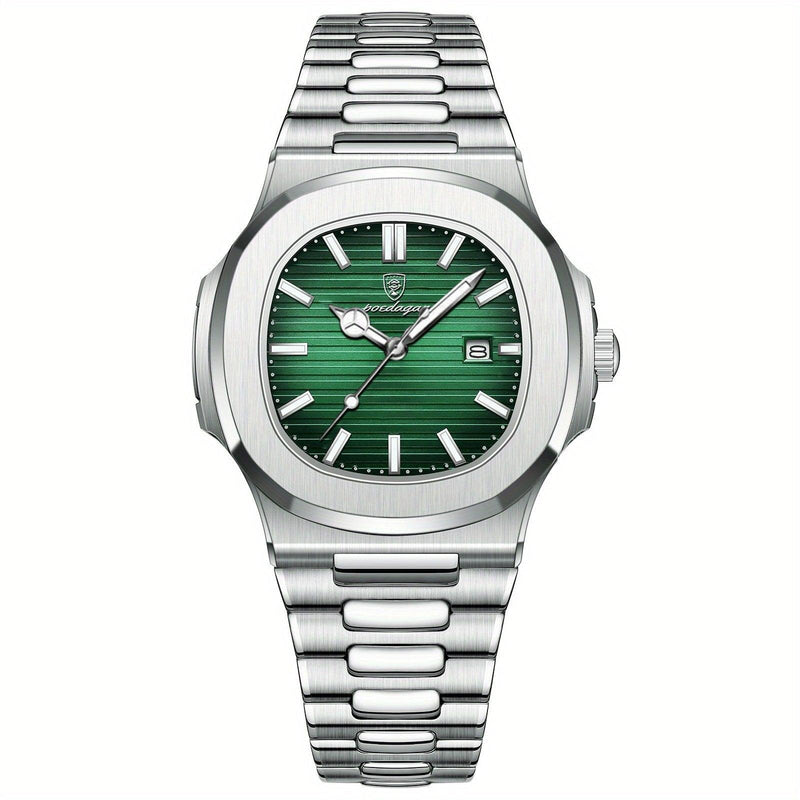 Stylish and Sustainable Men's Wristwatch - ValorLuxe-Silver / Green-State of Style