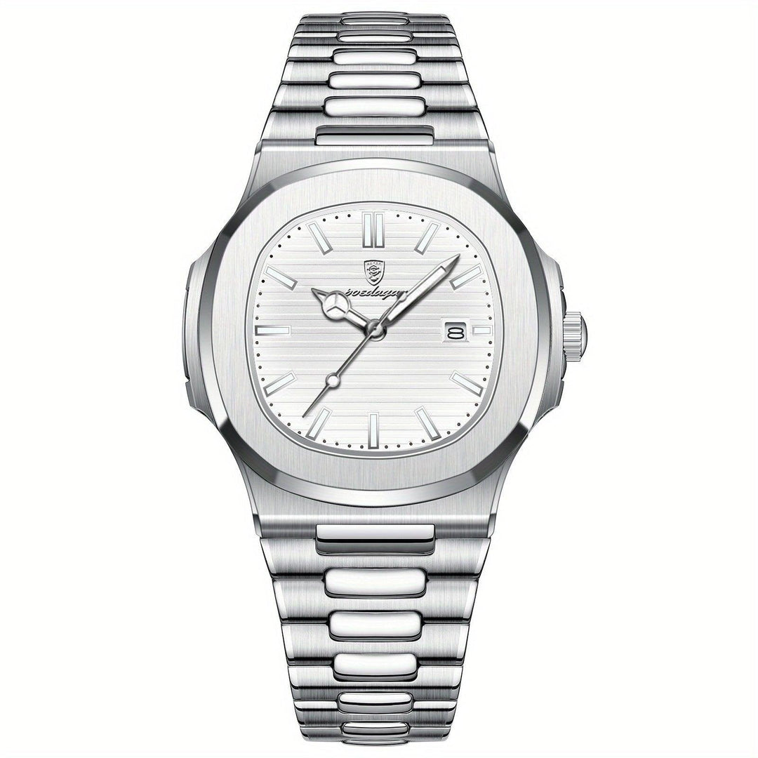 Stylish and Sustainable Men's Wristwatch - ValorLuxe-Silver / White-State of Style