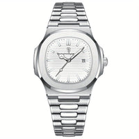 Stylish and Sustainable Men's Wristwatch - ValorLuxe-Silver / White-State of Style