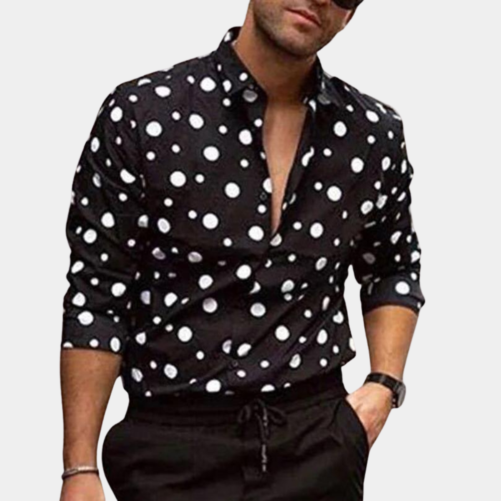 Stylish and Trendy Men's Shirt - Polka Dot-Black-M-State of Style