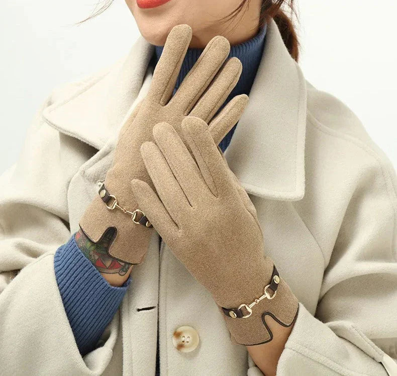 Stylish Autumn and Winter Gloves for Women - Amelia-Khaki-State of Style