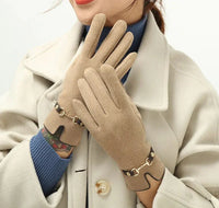 Stylish Autumn and Winter Gloves for Women - Amelia-Khaki-State of Style