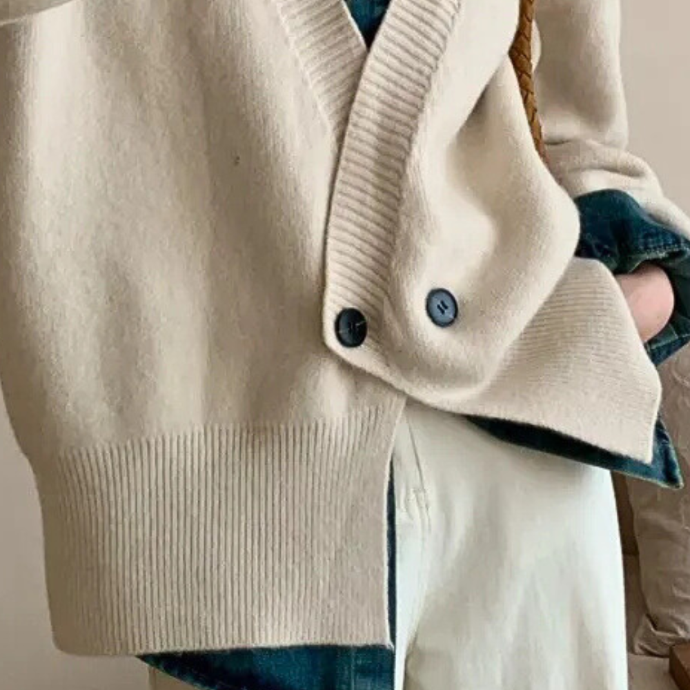 Stylish Beige Knitted Cardigan for Women - Vera-XS-State of Style