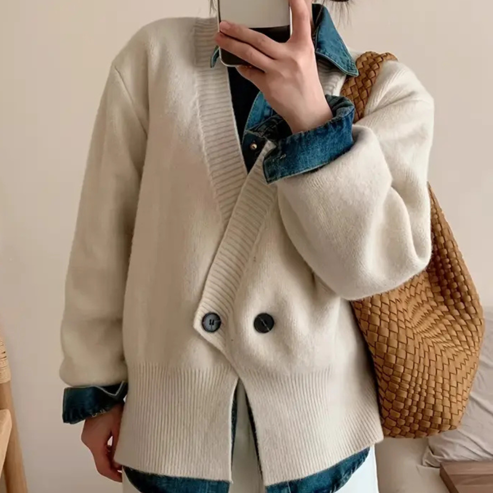 Stylish Beige Knitted Cardigan for Women - Vera-XS-State of Style