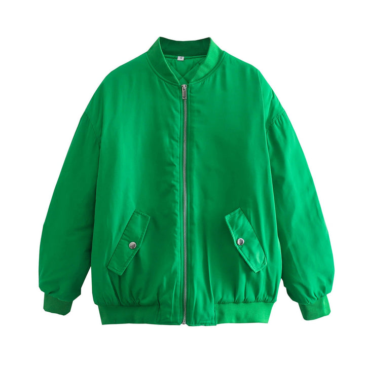 Stylish Bergère Zip-Up Jacket for Women-Green-S-State of Style