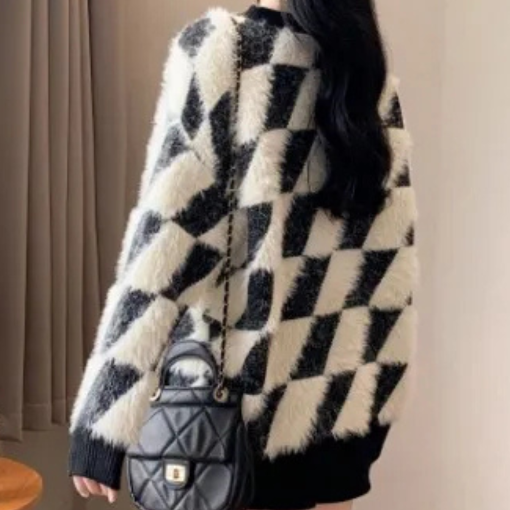 Stylish Black-White Women's Sweater - Odette-State of Style