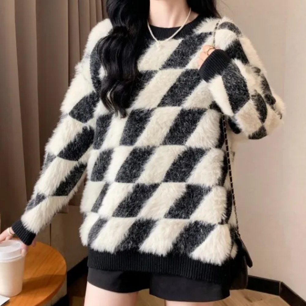 Stylish Black-White Women's Sweater - Odette-State of Style