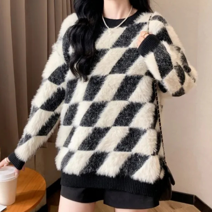 Stylish Black-White Women's Sweater - Odette-State of Style