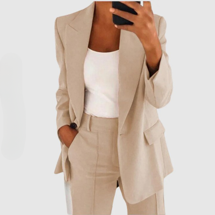 Stylish Blazer Set | Elegant Sophistication | Perfect for All Occasions-Khaki-S-State of Style