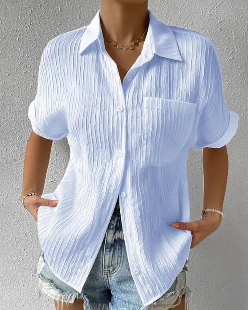 Stylish blouse with short sleeves – Elena-Light blue-S-State of Style