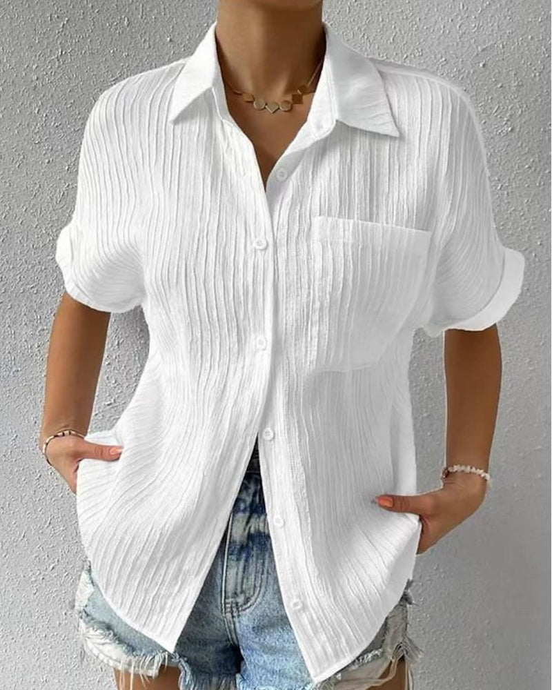 Stylish blouse with short sleeves – Elena-White-S-State of Style