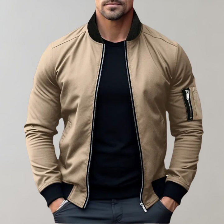 Stylish Bomber Jacket for Men - Rafa-Khaki-M-State of Style