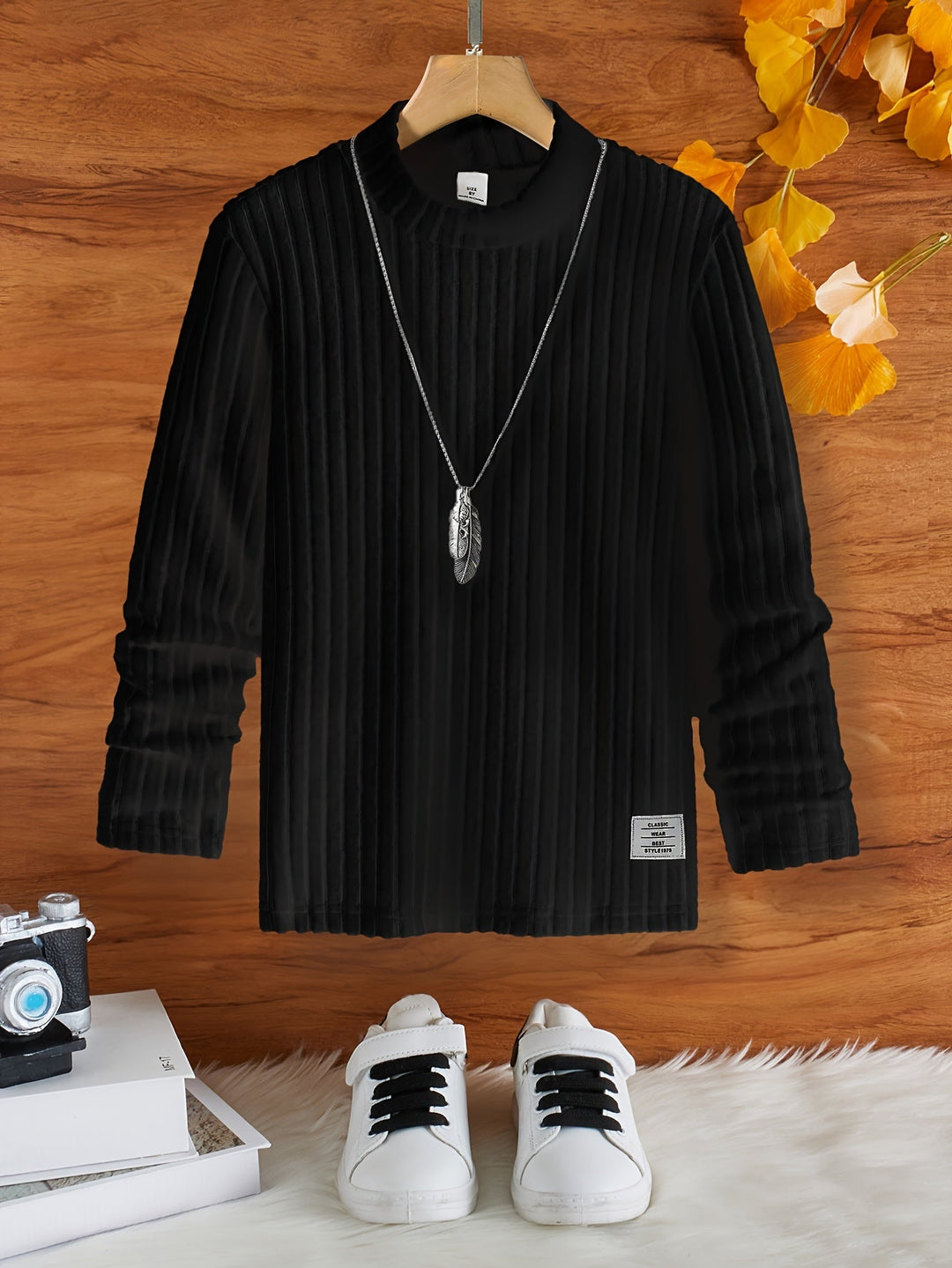 Stylish Boy's Turtleneck Sweater Tony – Warm & Soft Fabric-Black-8Y-State of Style