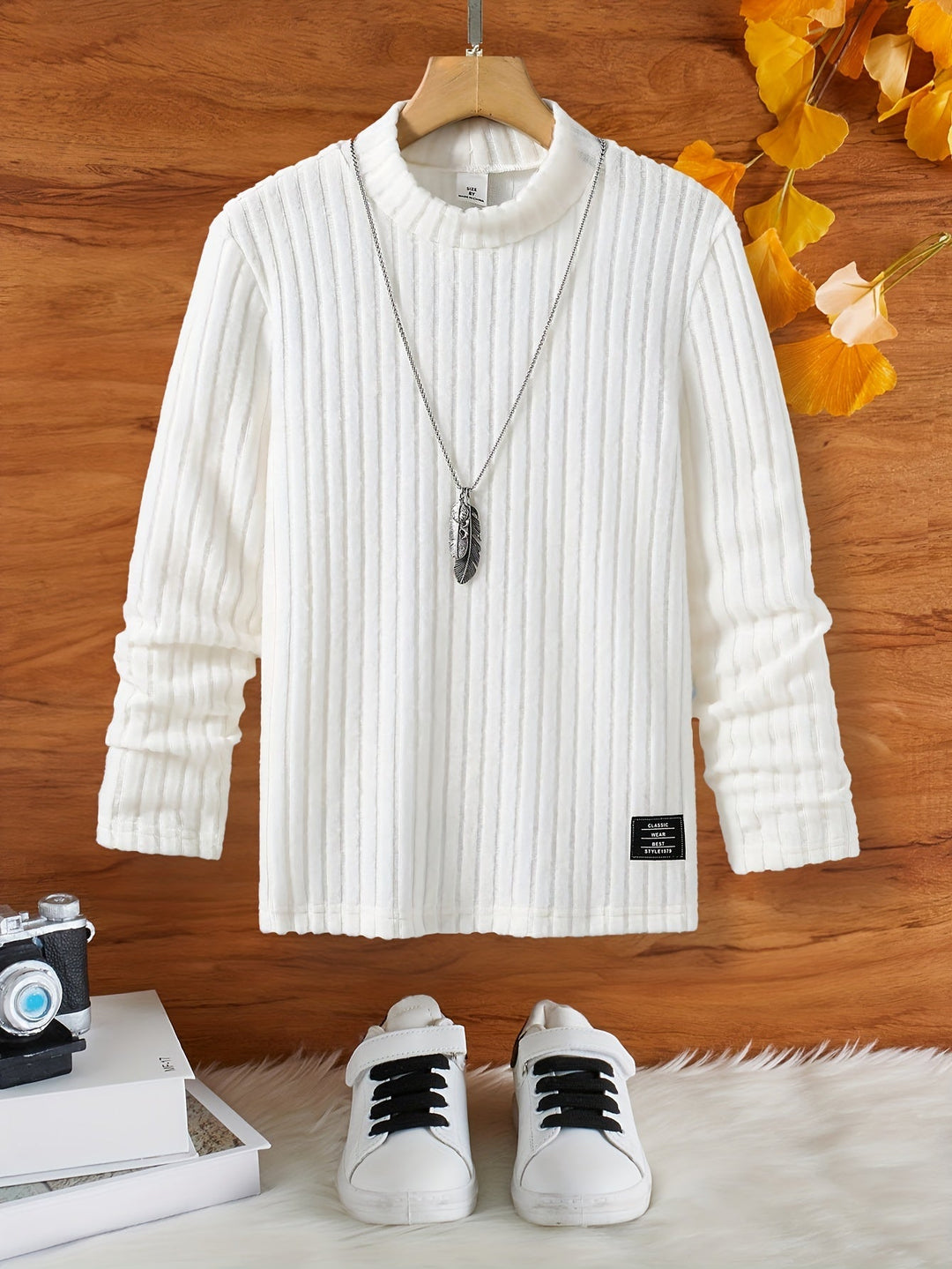 Stylish Boy's Turtleneck Sweater Tony – Warm & Soft Fabric-White-8Y-State of Style