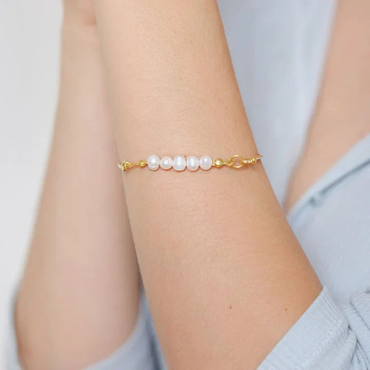 Stylish Bracelet with Delicate Pearls – Selina-Gold-State of Style