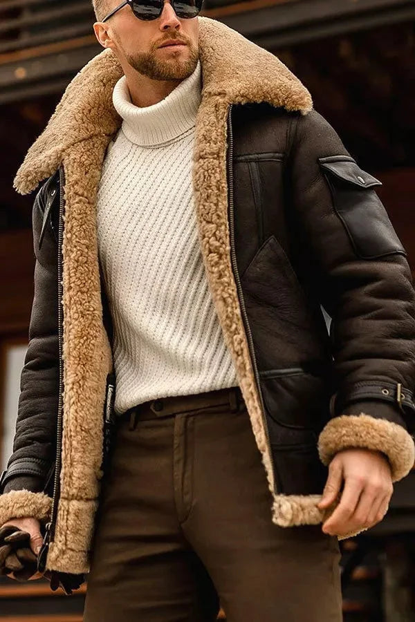 Stylish Camel Leather Aviator Jacket - Leonardo-Brown-S-State of Style