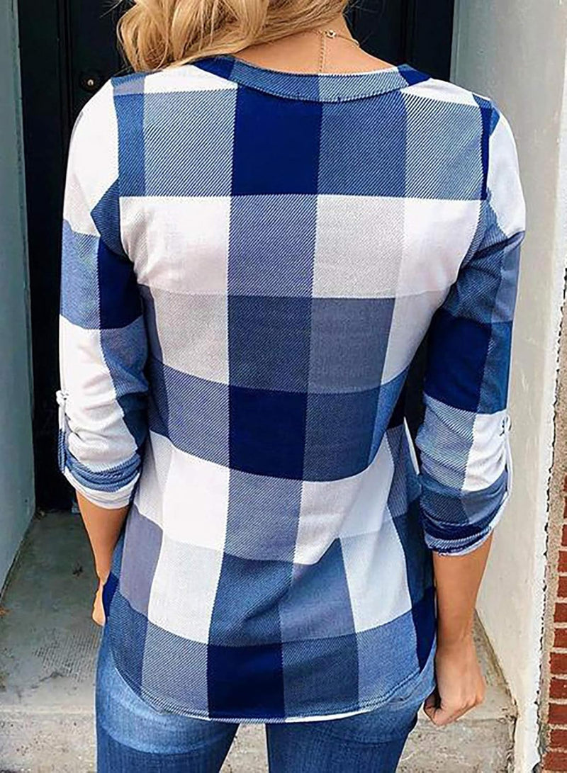 Stylish Casual Checked Ladies' Blouse - Lara-Black-S-State of Style