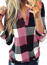 Stylish Casual Checked Ladies' Blouse - Lara-Pink-S-State of Style